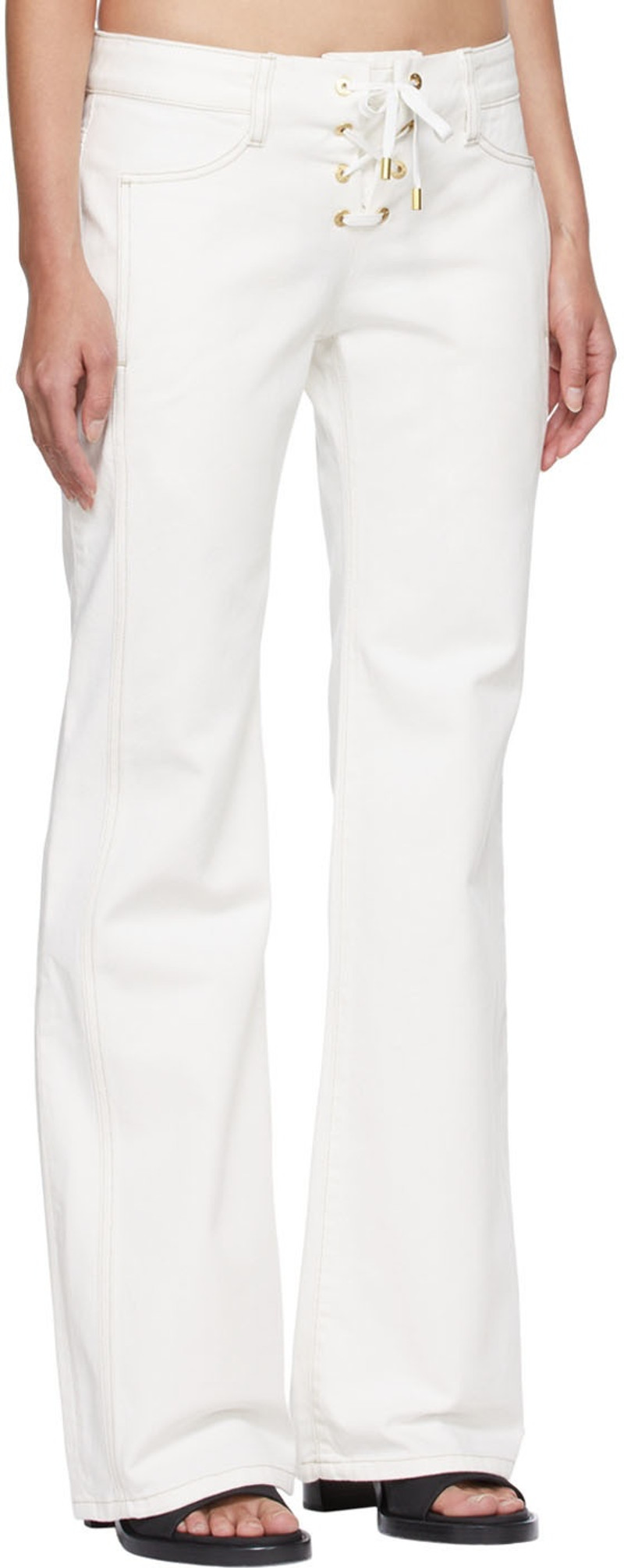Dion Lee White Laced Jeans outlook