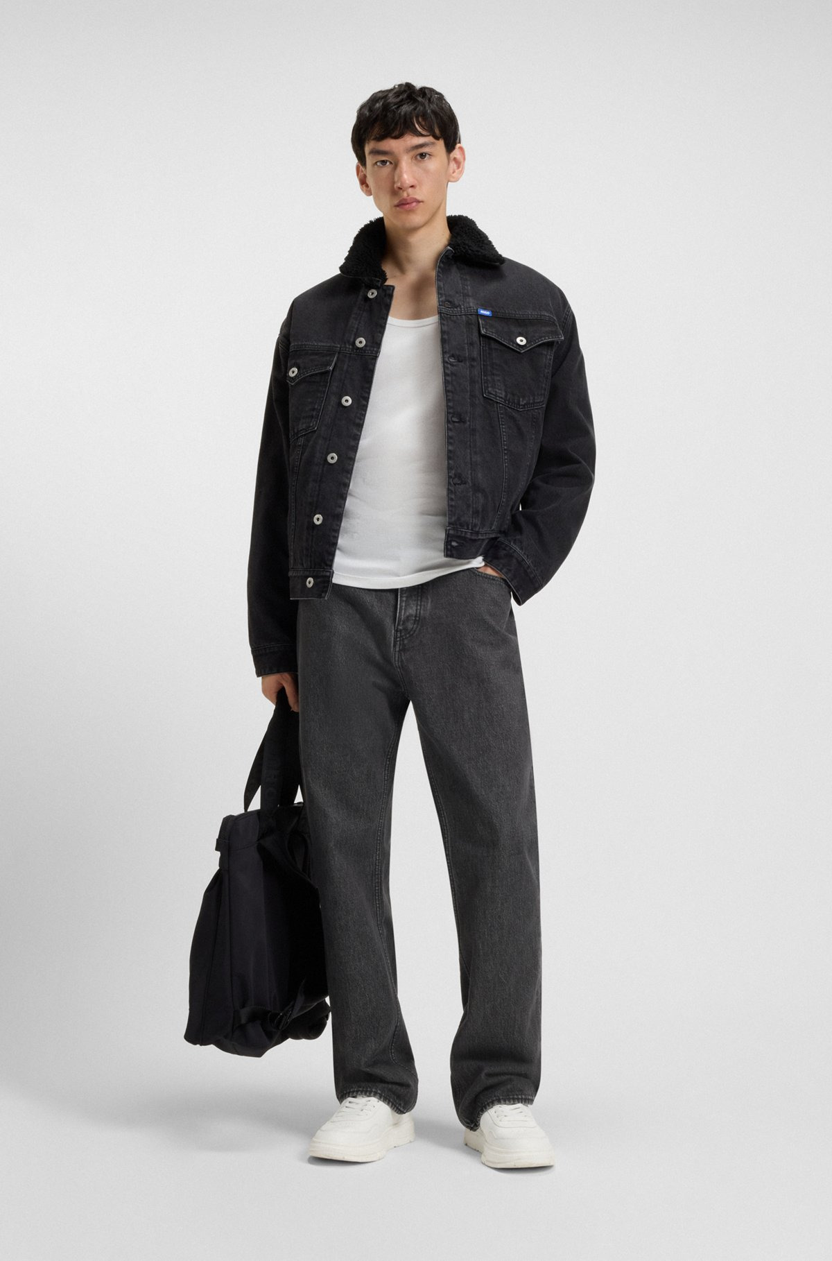 BAGGY-FIT JEANS IN BLACK STONEWASHED DENIM - 3