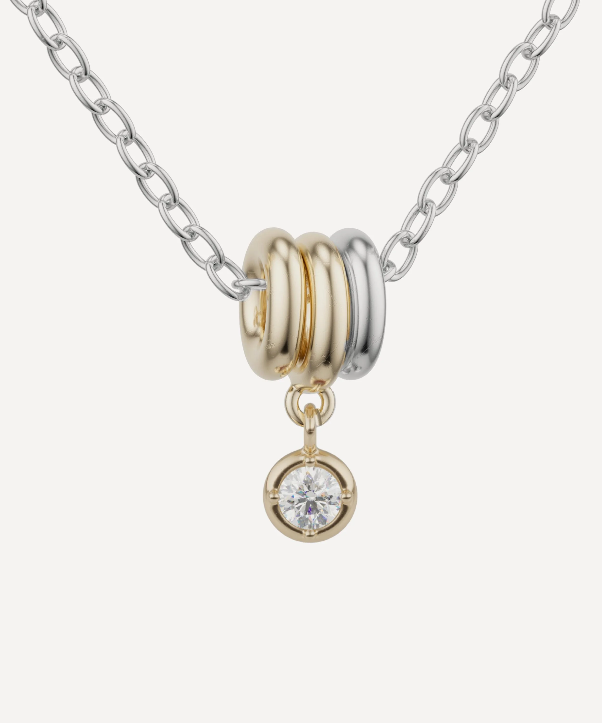 Mized Metal Vesta Round Diamond Necklace - 1