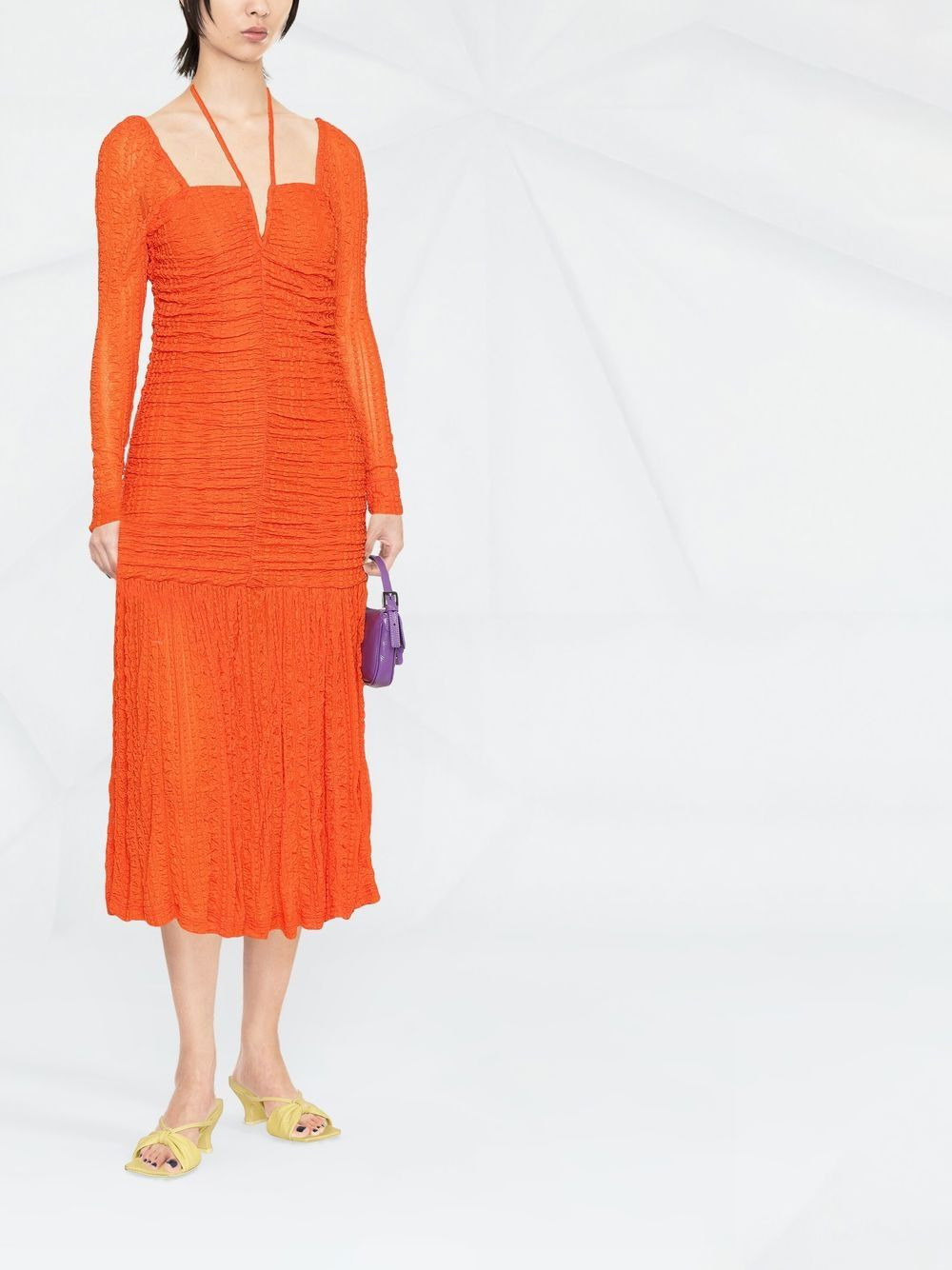 square-neck long-sleeve dress - 2