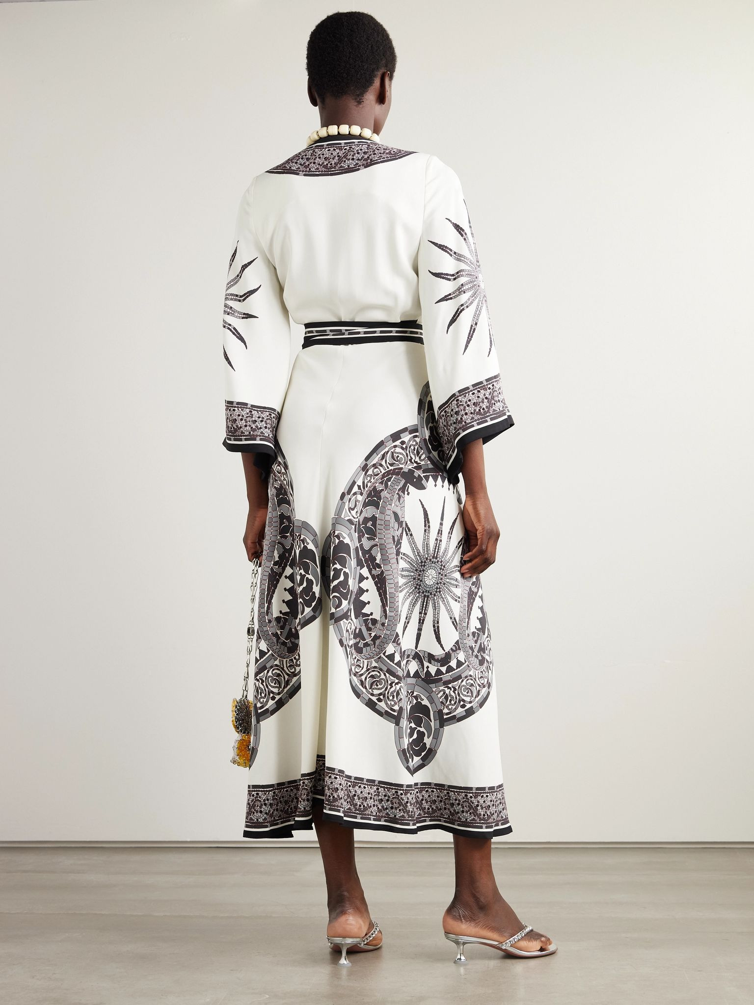 Printed crepe midi wrap dress Multi - 3