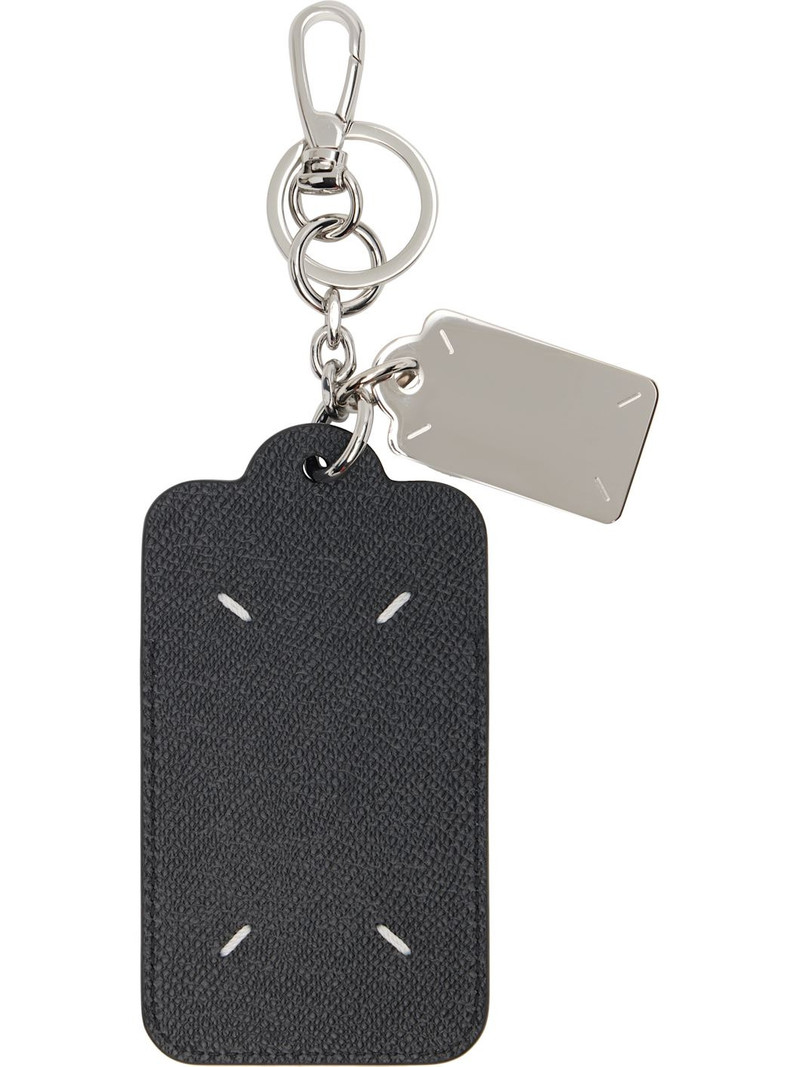 Maison Margiela Black & Silver Double Tag Card Holder Big Keychain outlook