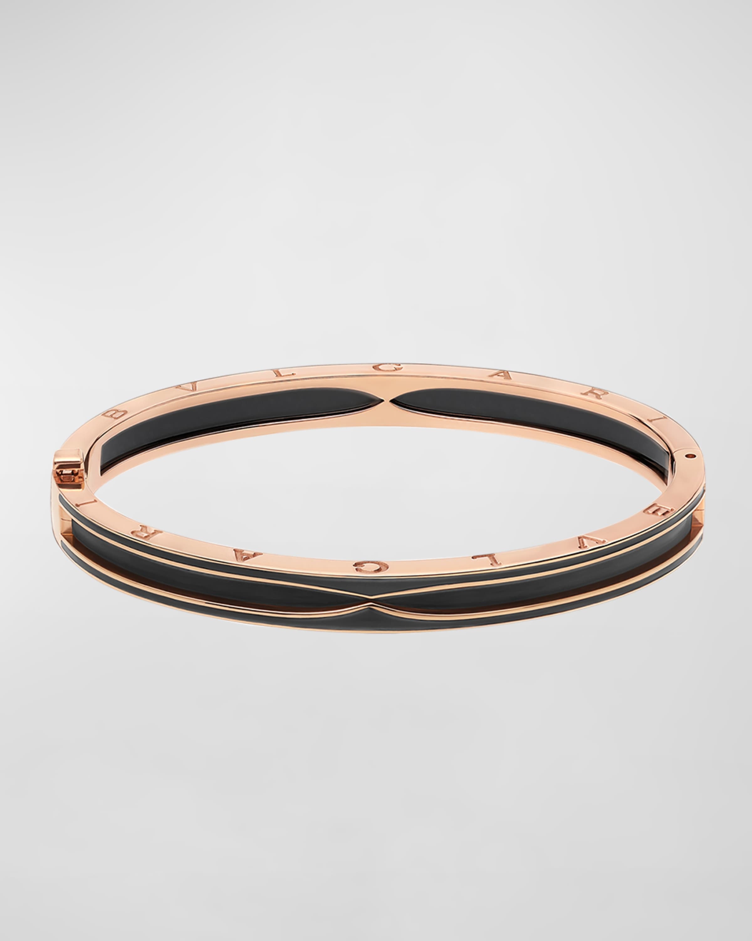 B.Zero1 Rose Gold Bracelet with Matte Black Ceramic Edge, Size XL - 4