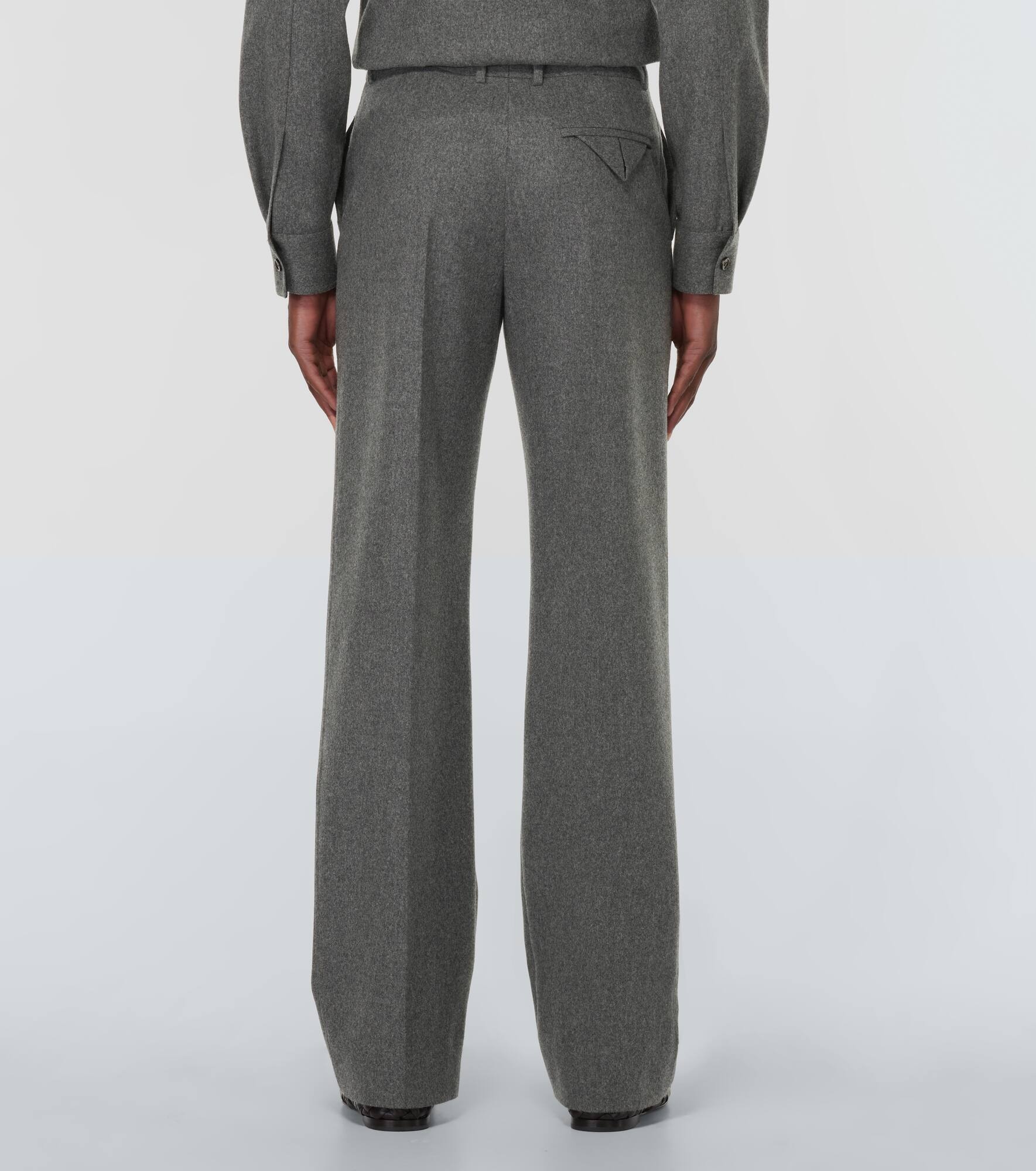 Wool flannel straight pants - 4
