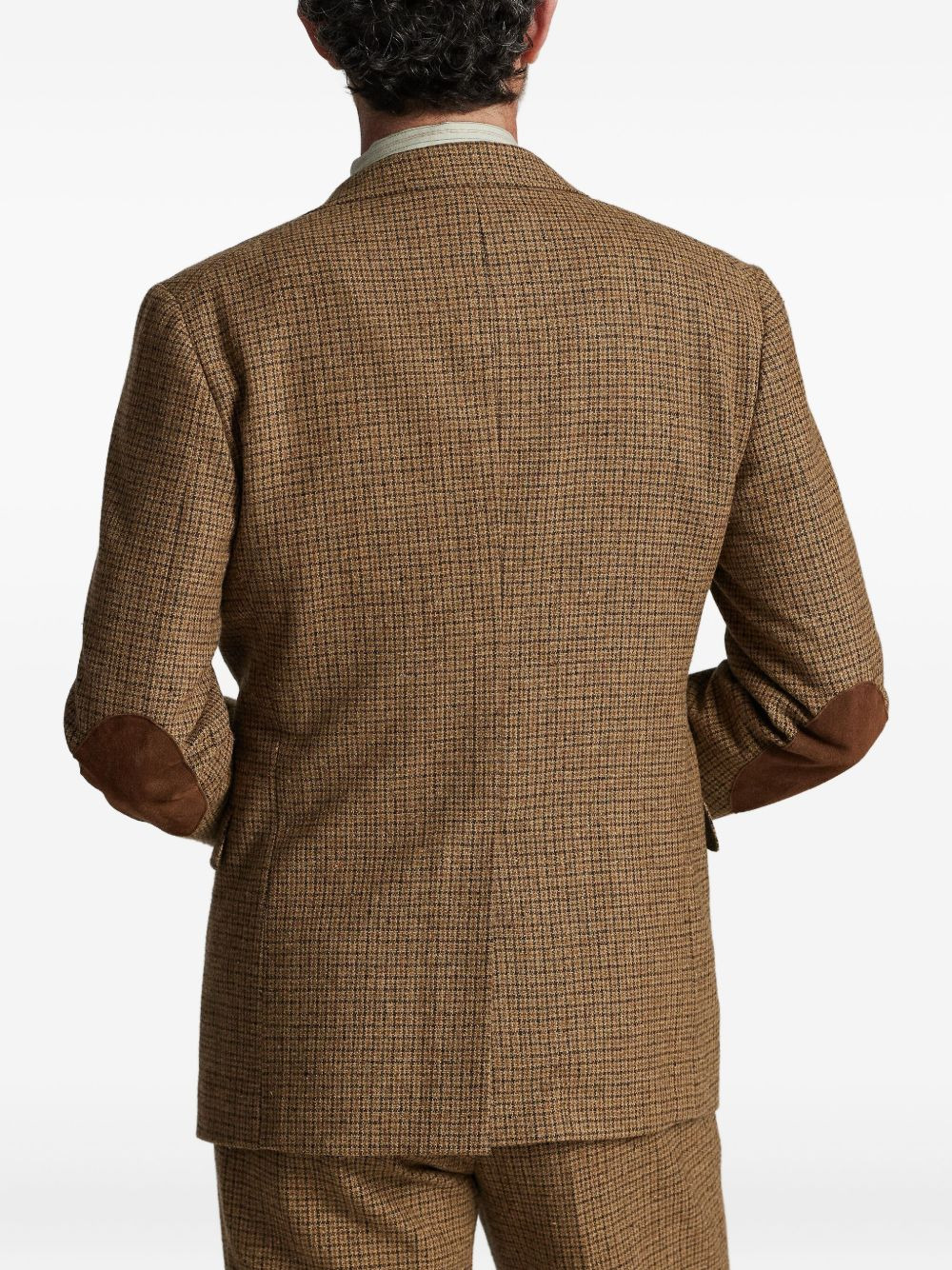 checked wool elbow-patch blazer - 3