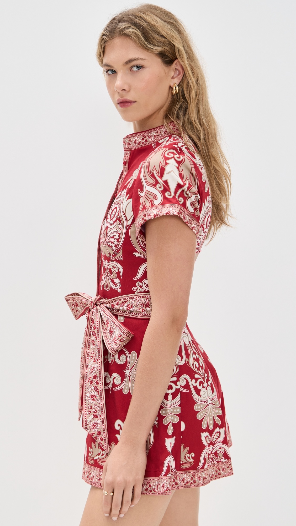 Lucy Roll Sleeve Button Down Romper - 3
