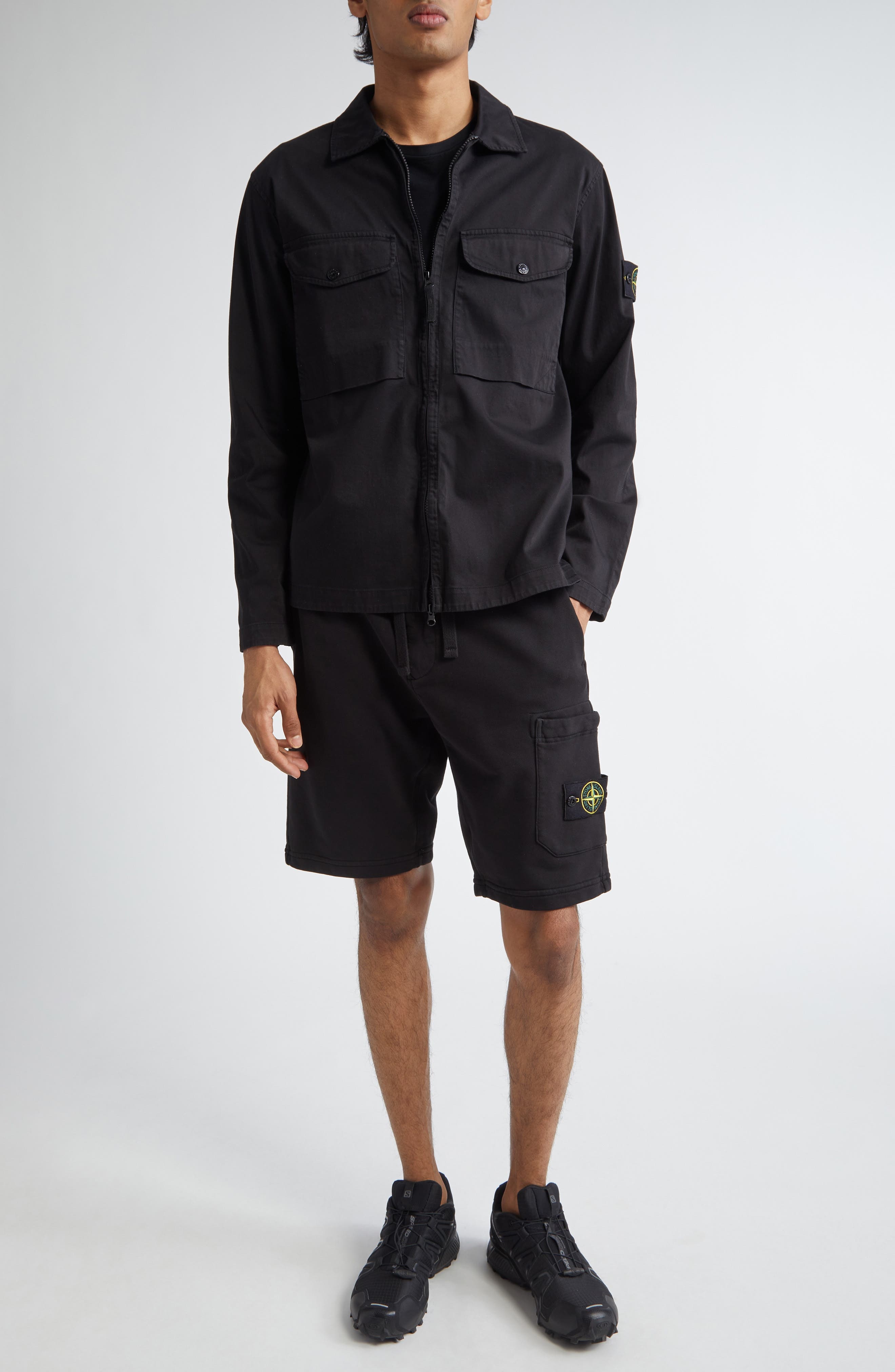 Stone Island Cotton Fleece Cargo Bermuda Shorts in V0029 Black at Nordstrom - 2