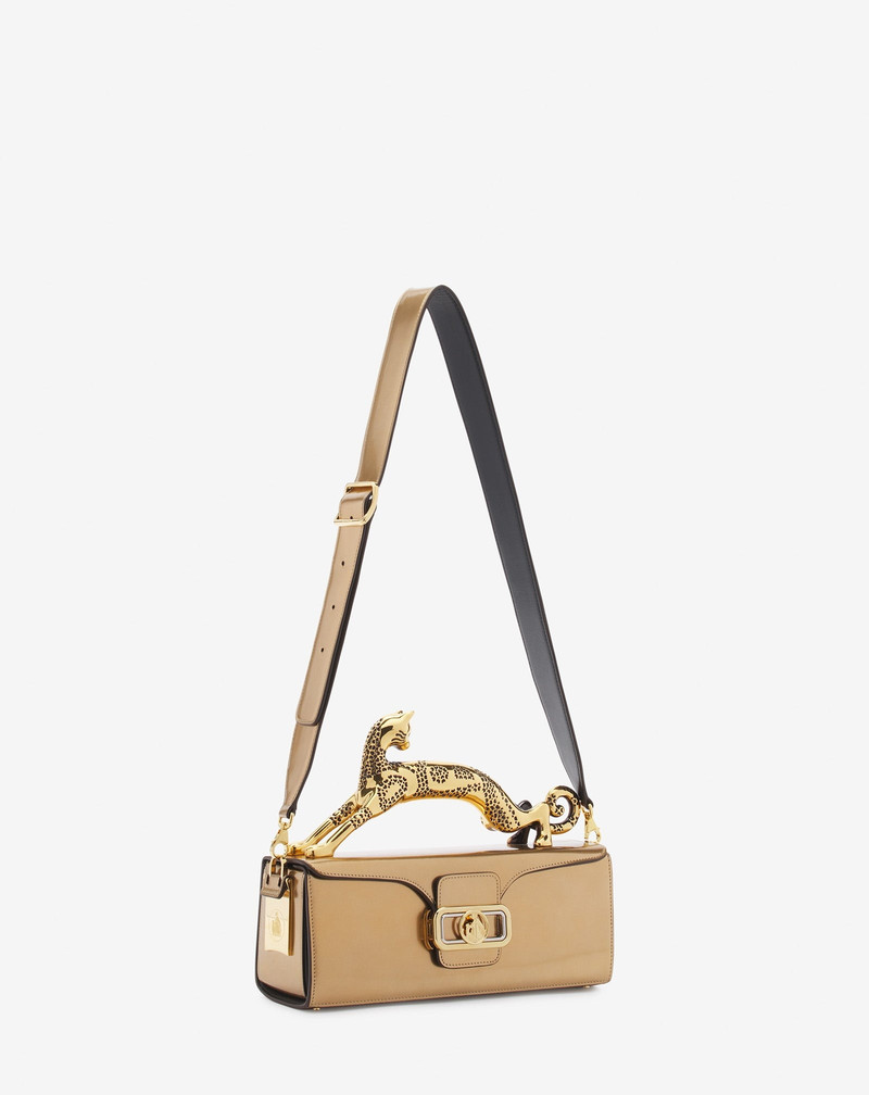 MEDIUM METALLIC LEATHER PENCIL CAT BAG 3