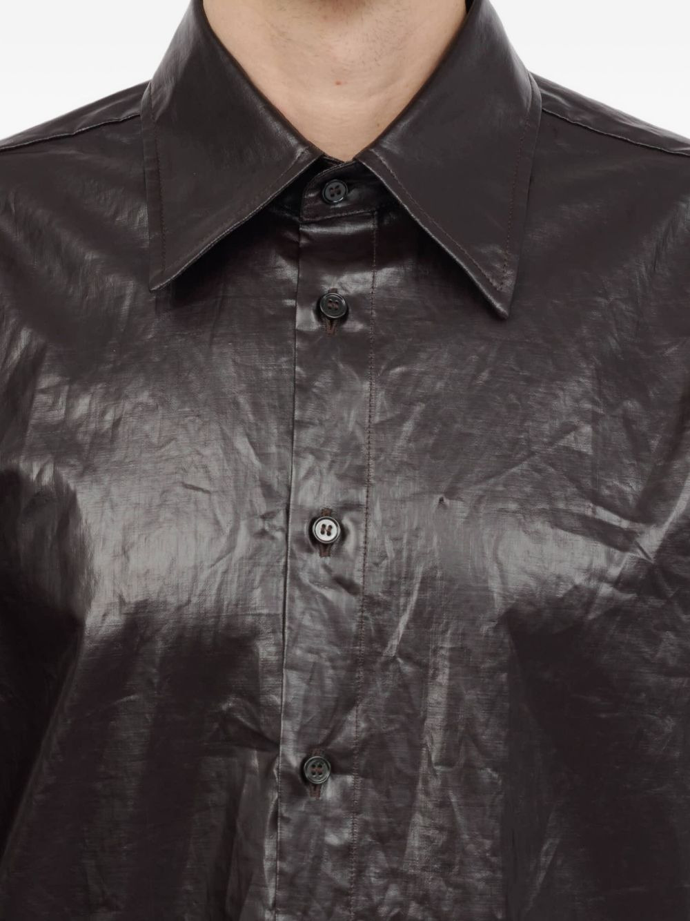 crinkled-finish button-up shirt - 2