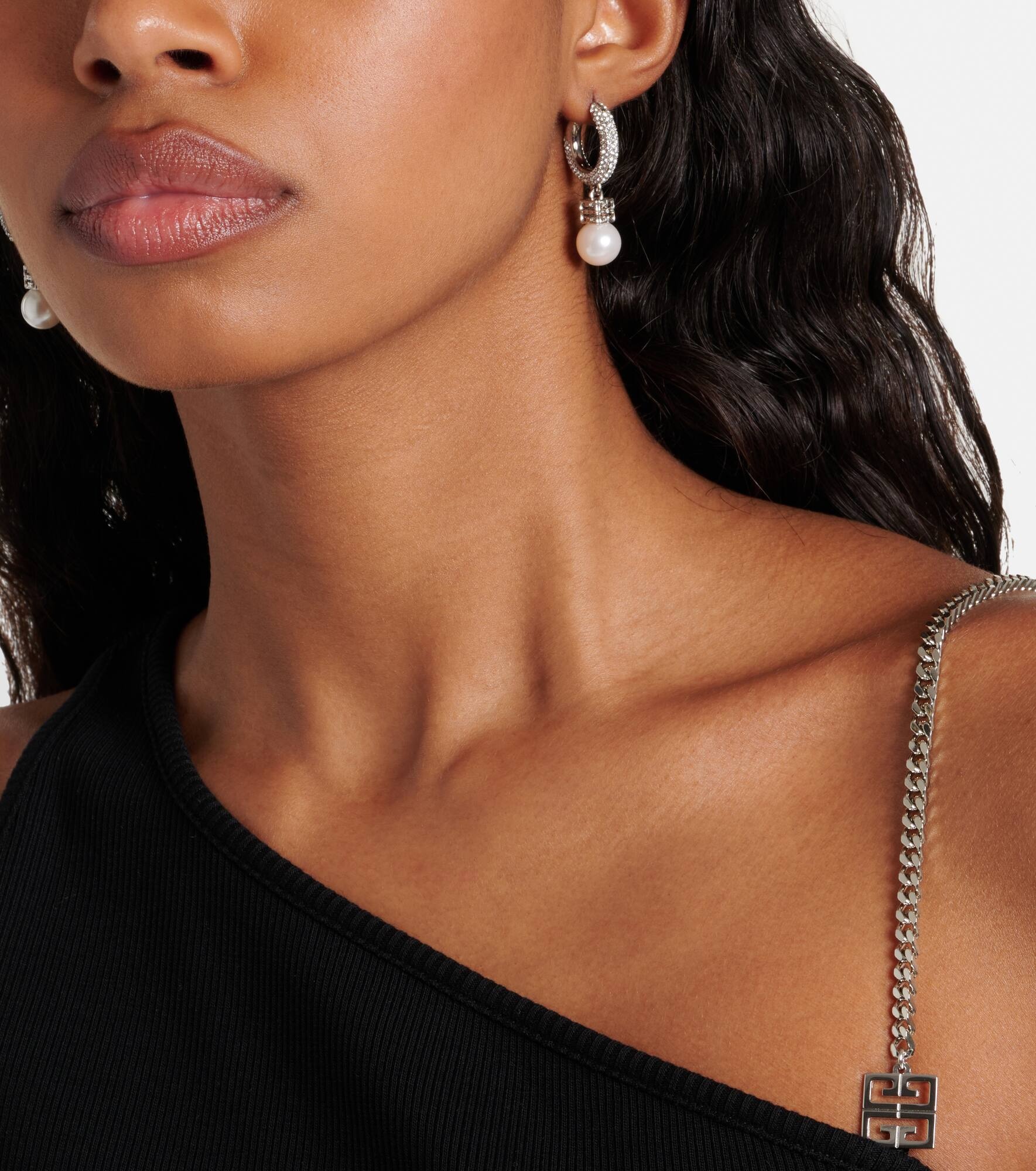 Swarovski® and faux pearl hoop earrings - 3