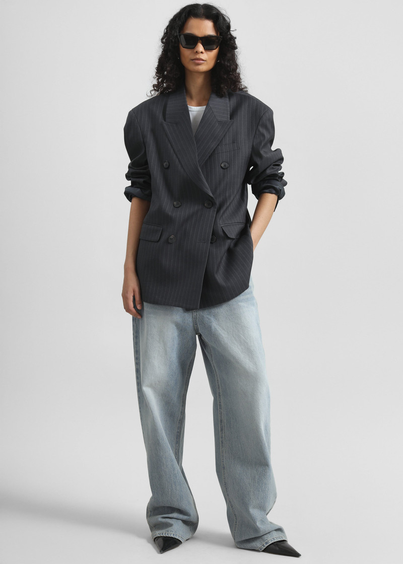 Tarbert Double-Breasted Blazer - Grey/White Pinstripe 3