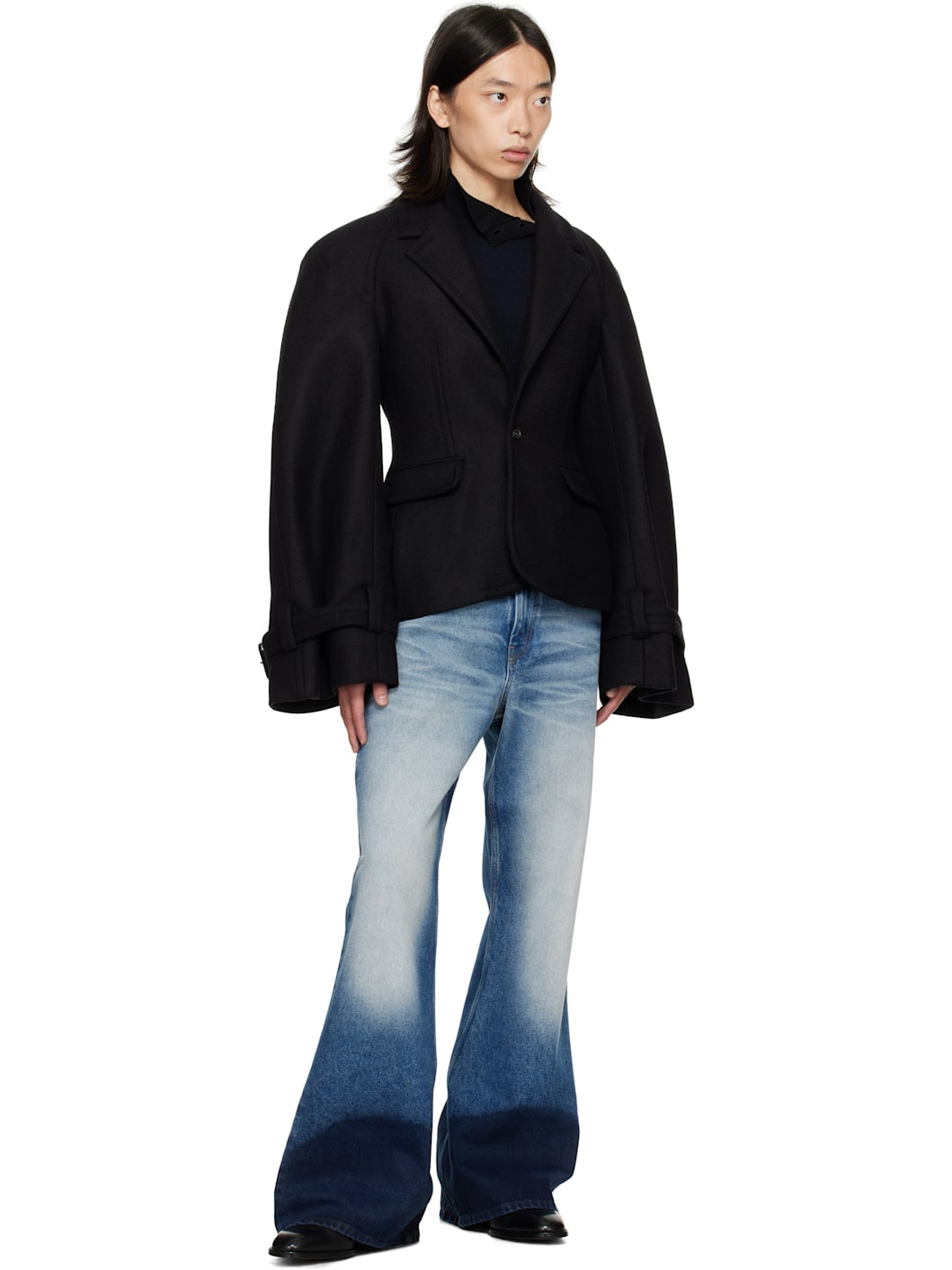 Black Raglan Tailoring Blazer - 4
