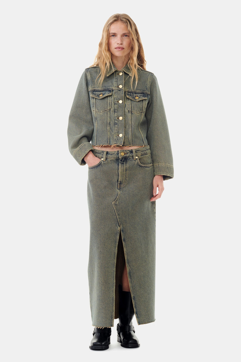 GANNI OVERDYED HEAVY DENIM MAXI SKIRT outlook