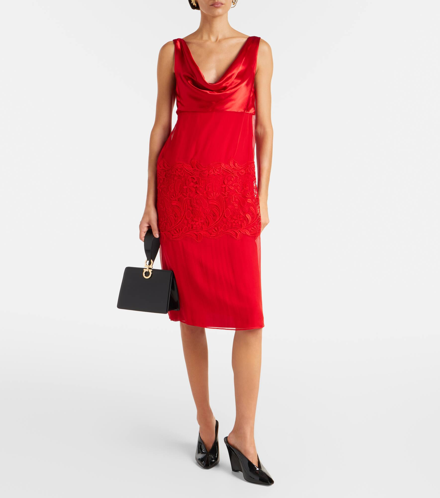 Draped silk midi dress - 2