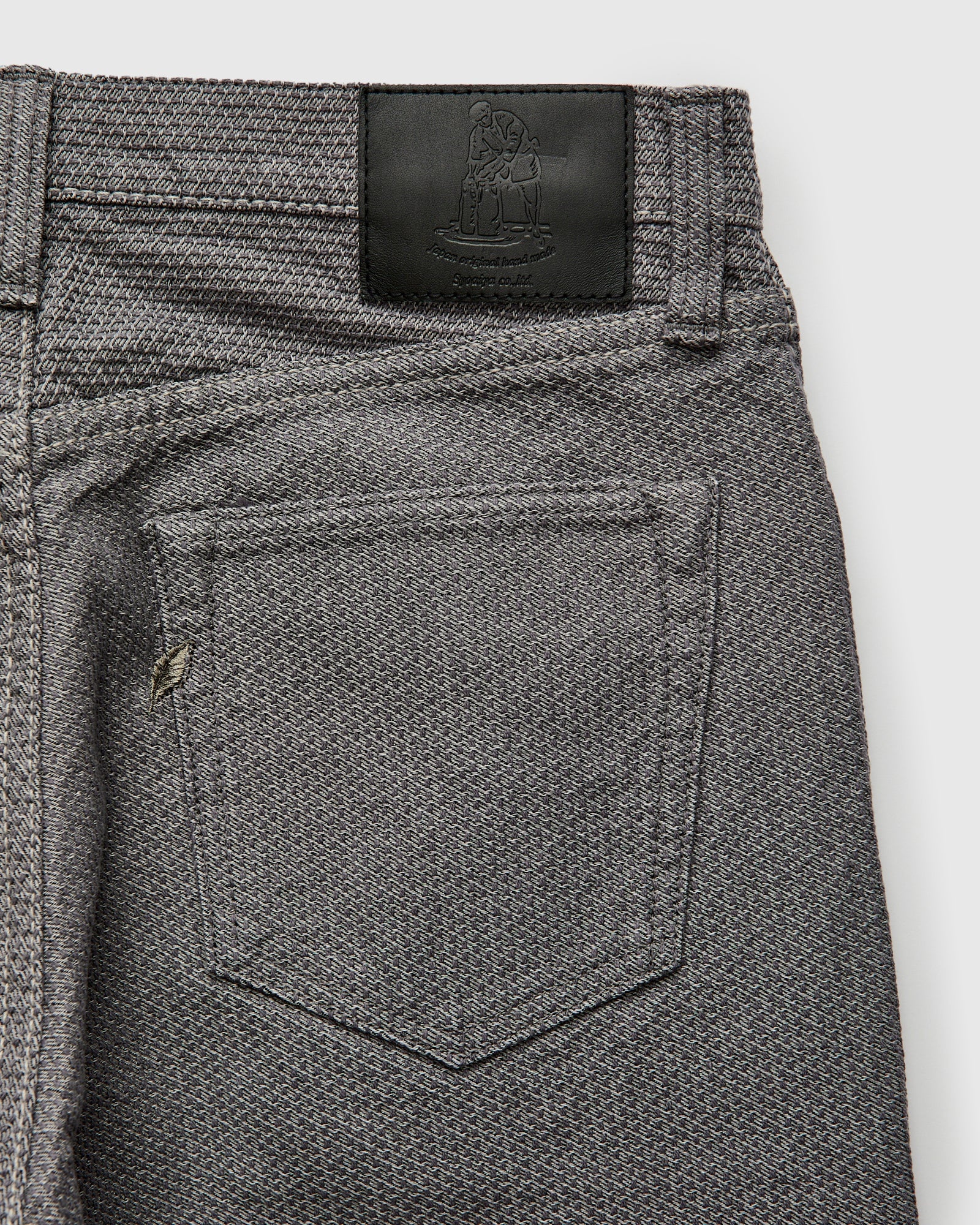 1177-GRY Gray x Black Sashiko Denim - Relaxed Tapered Fit - 3