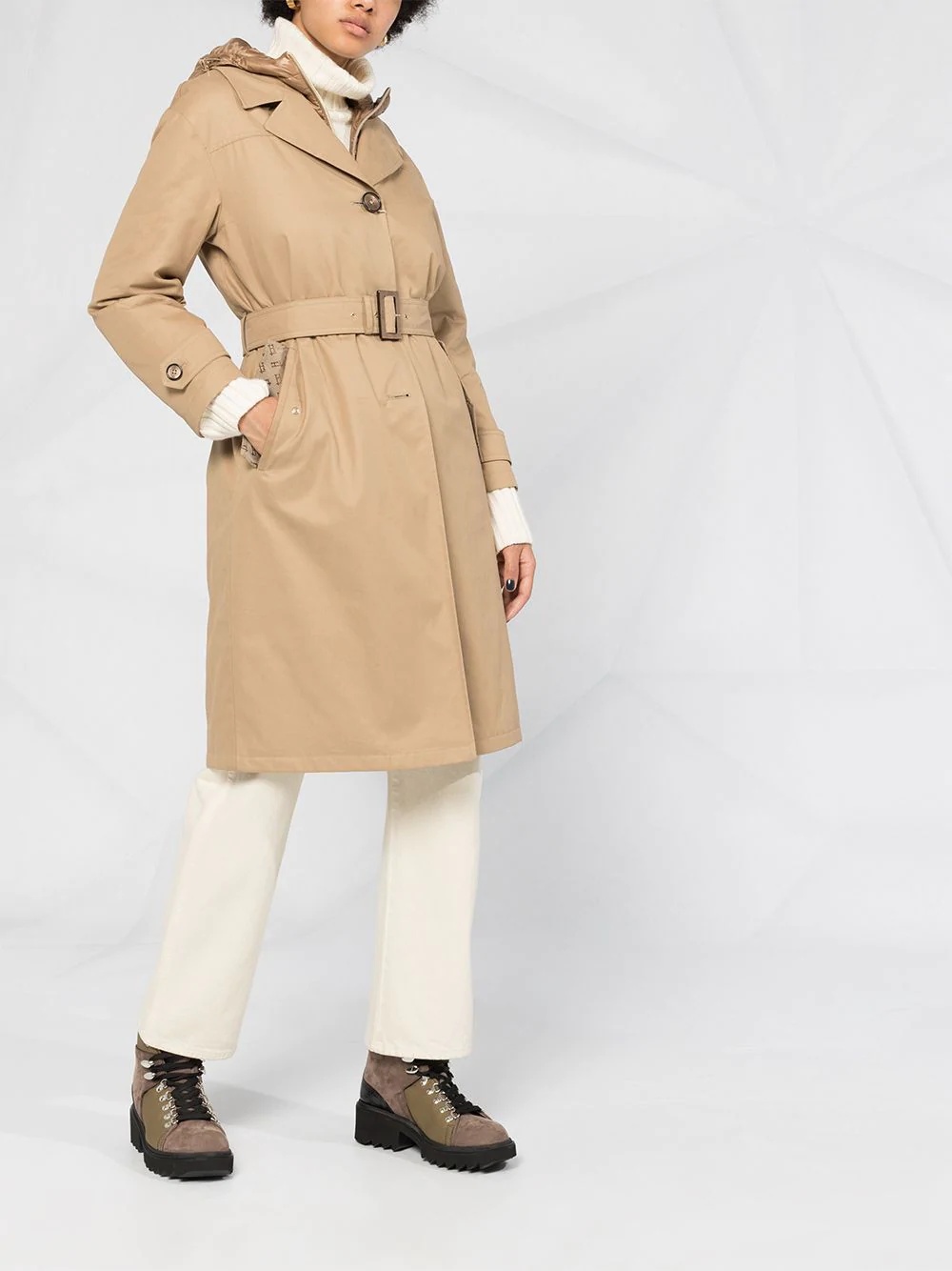 padded interior trench coat - 4