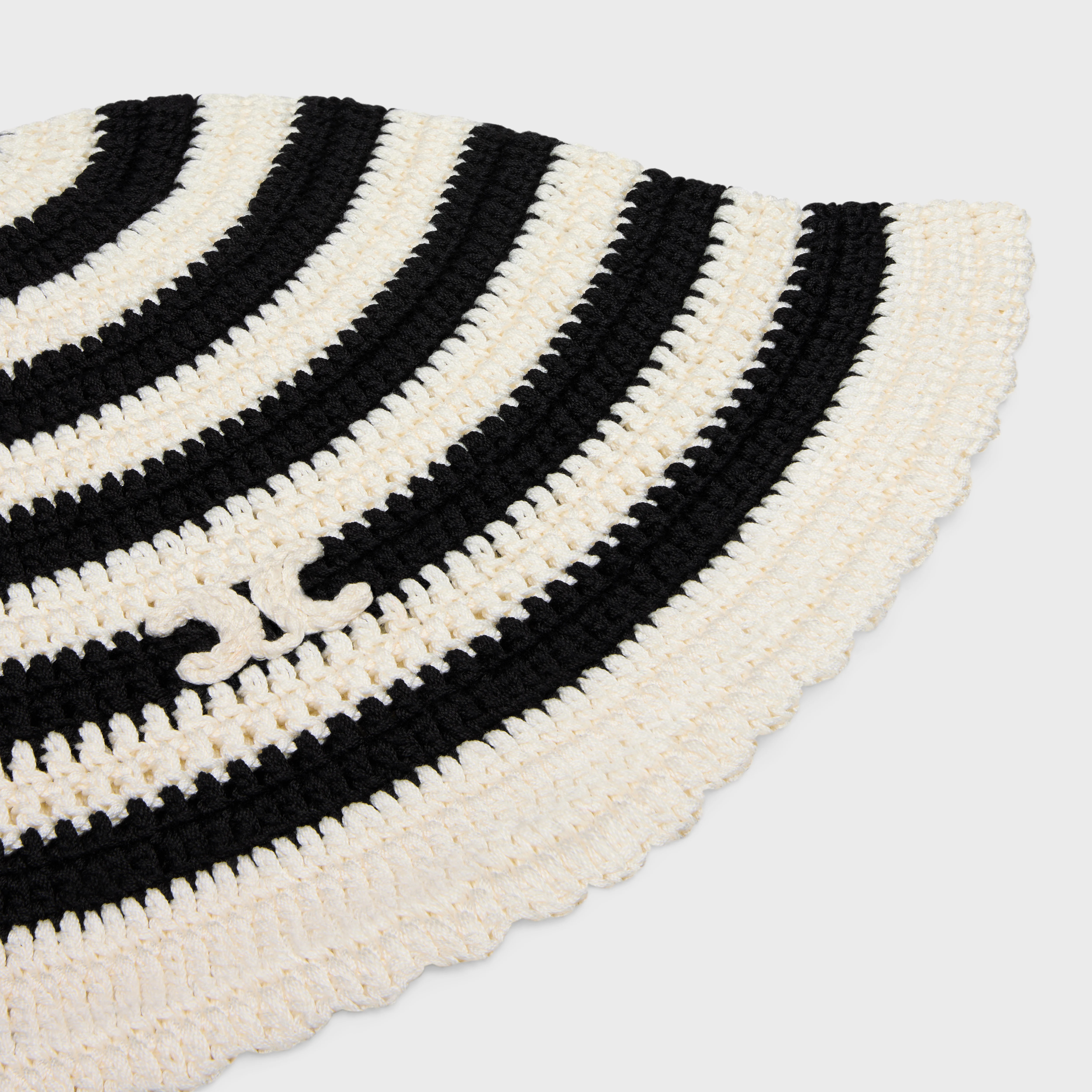 triomphe striped cloche beanie in crocheted cotton - 3