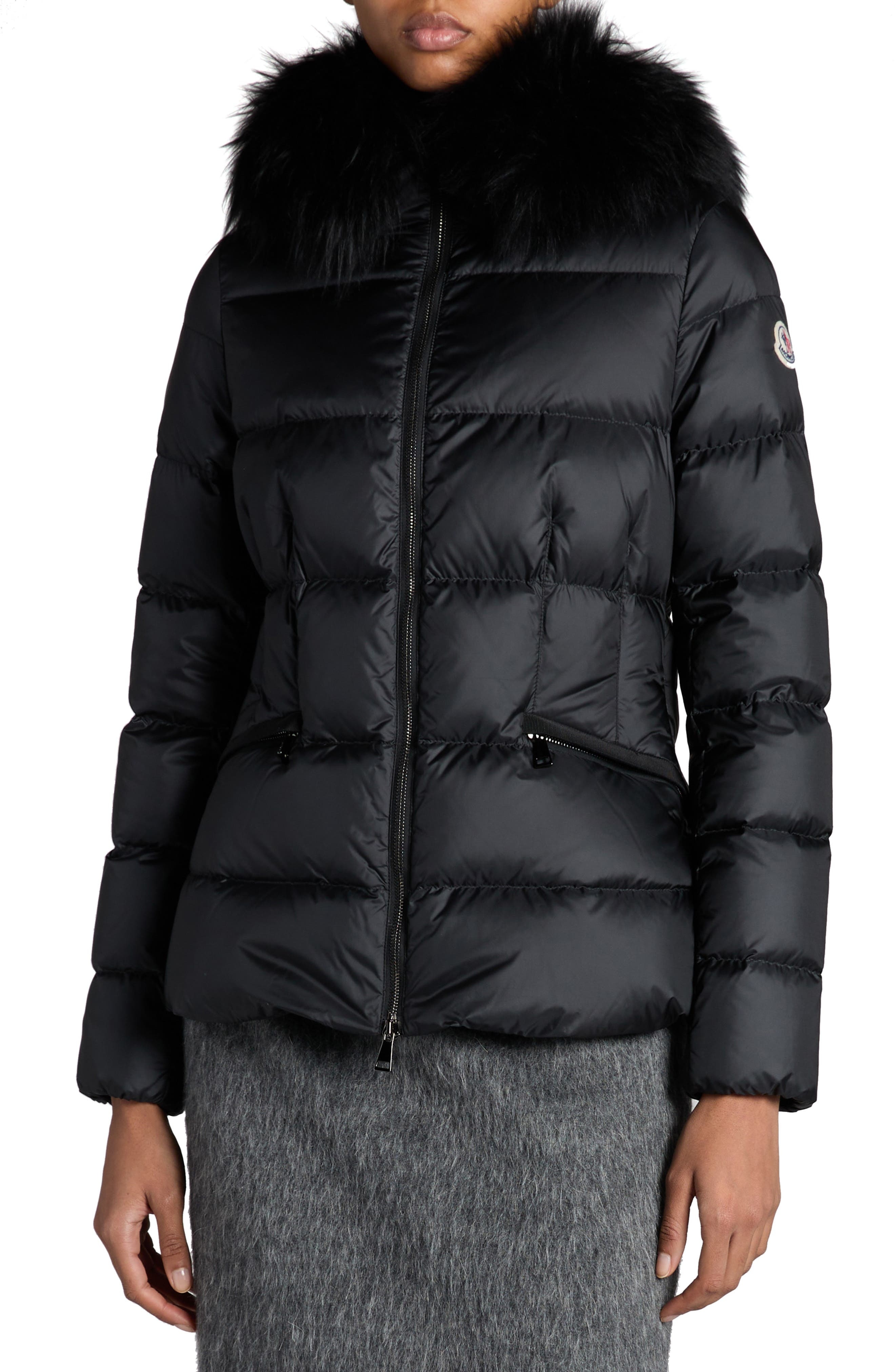 Moncler Boed Down Puffer Jacket with Genuine Shearling Trim in Black at Nordstrom - 5