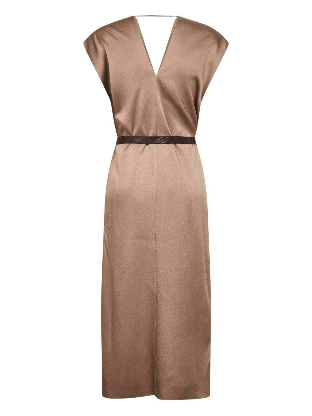 V-neck belted midi dress - 2
