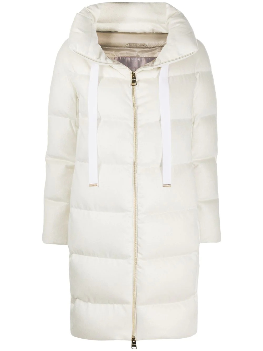 drawstring neck padded coat - 1