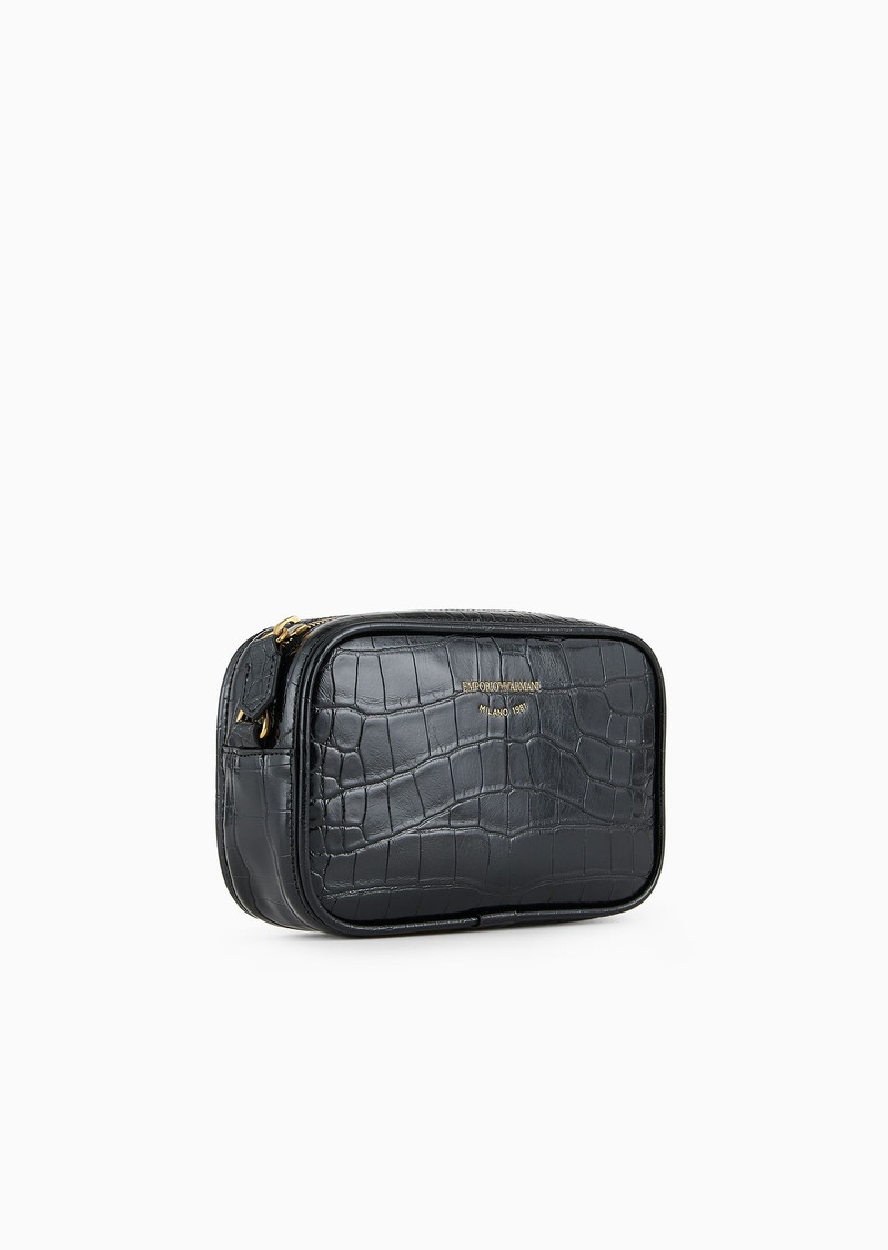 EMPORIO ARMANI Mock croc camera case with shoulder strap outlook