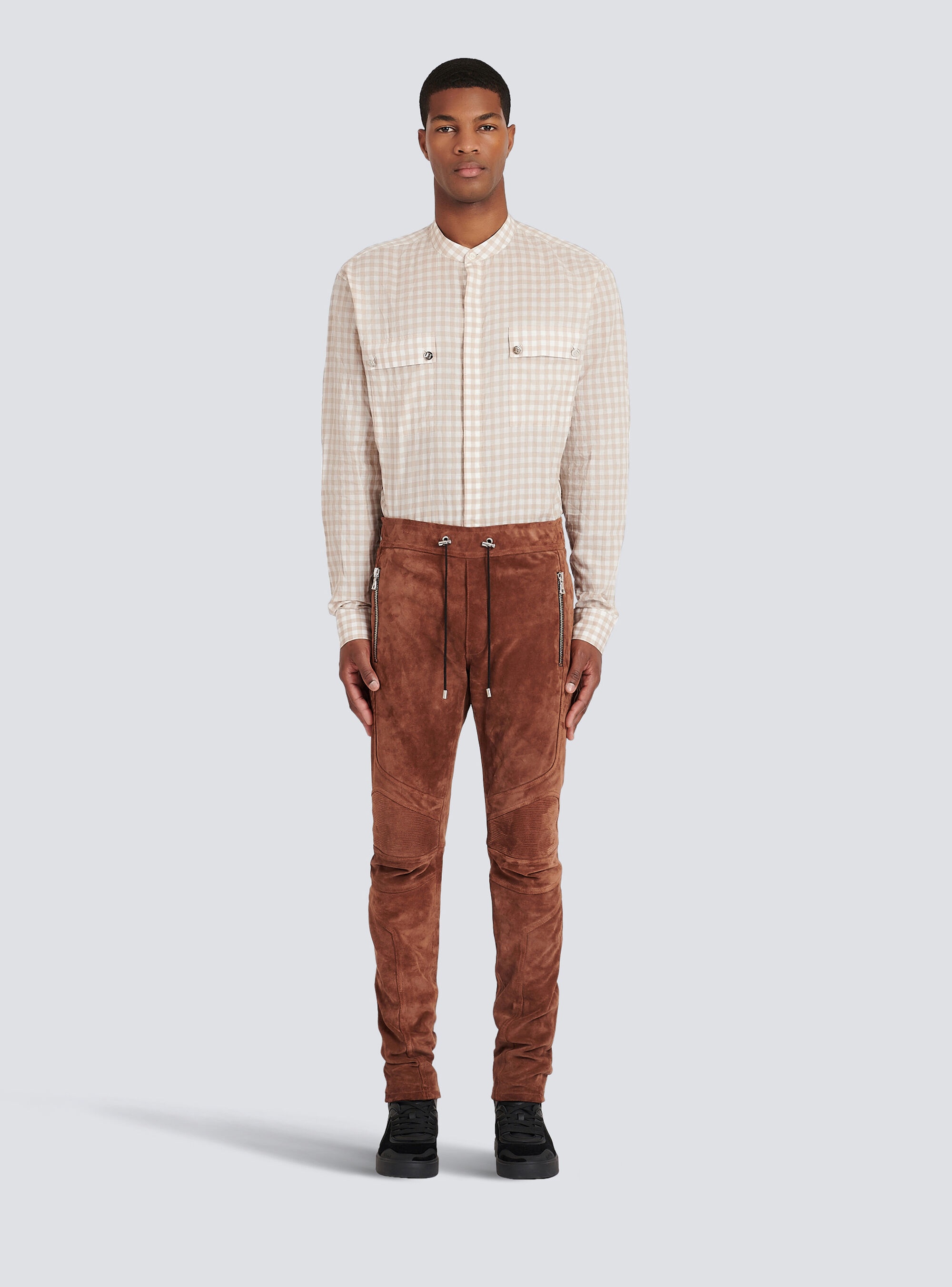 Balmain x Netflix -Slim cut suede pants - 3