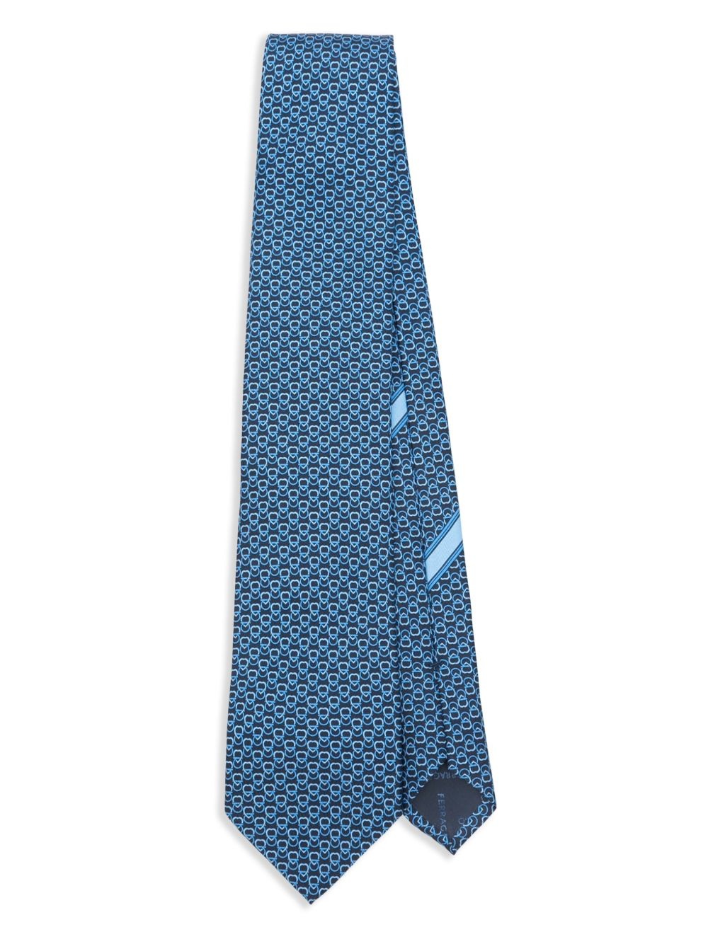 geometric-print silk tie - 1