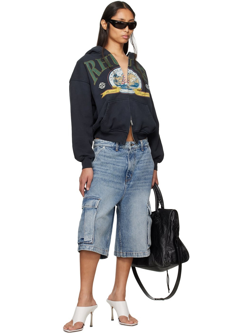 Rhude Black Monaco Regatta Full-Zip Hoodie outlook