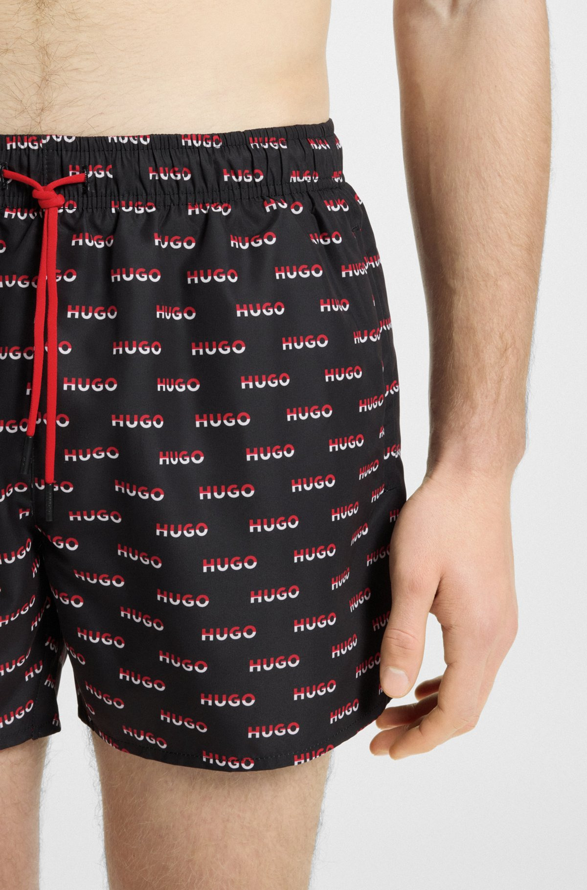 SWIM SHORTS WITH ALL-OVER SPLIT-LOGO PRINT - 3