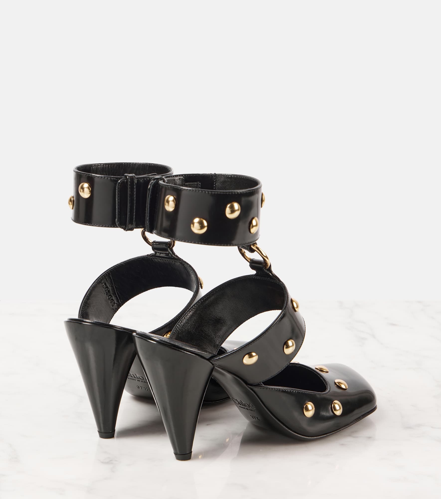 Jade studded leather pumps - 2