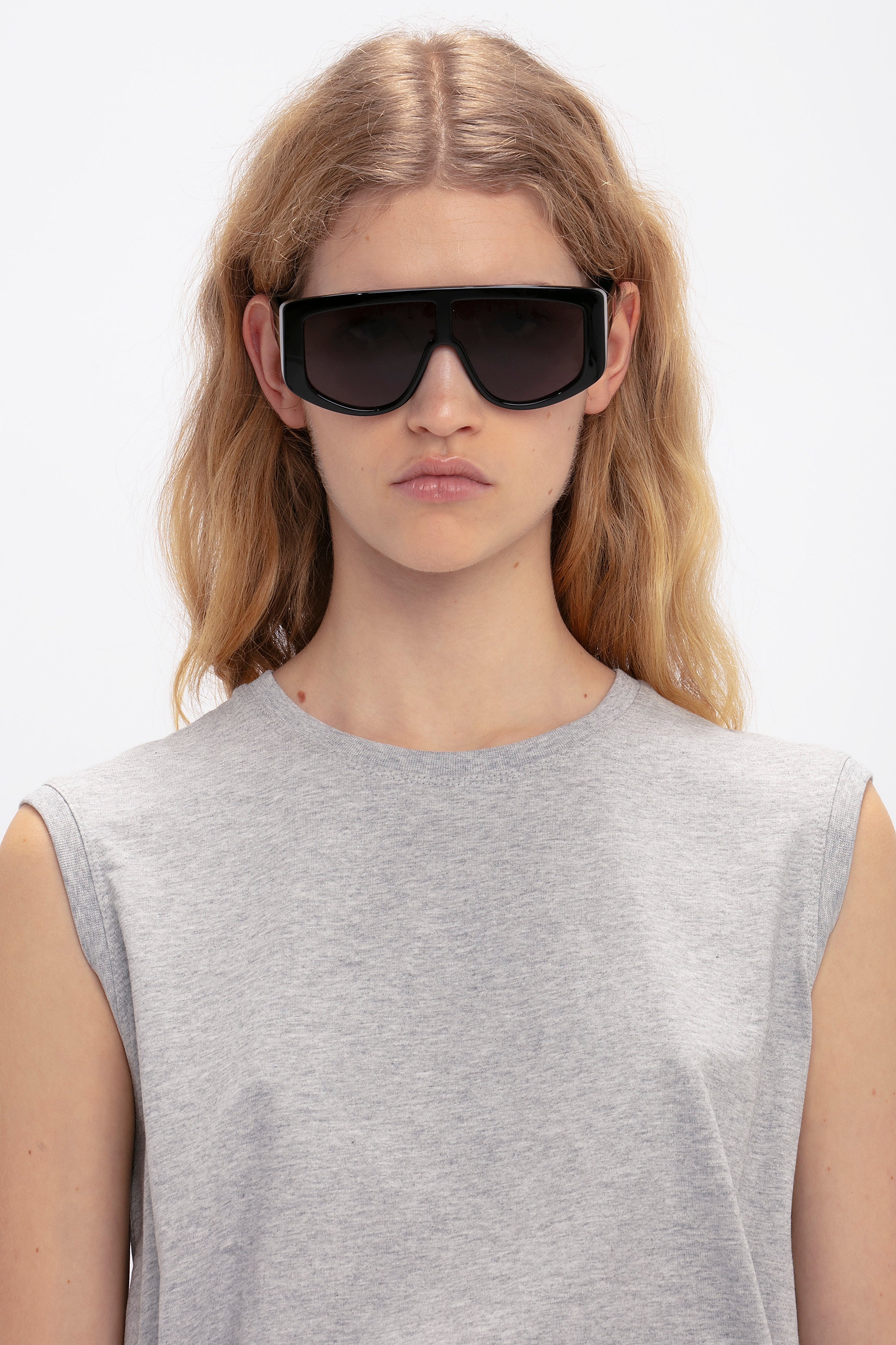 Acetate Visor Sunglasses In Black - 3
