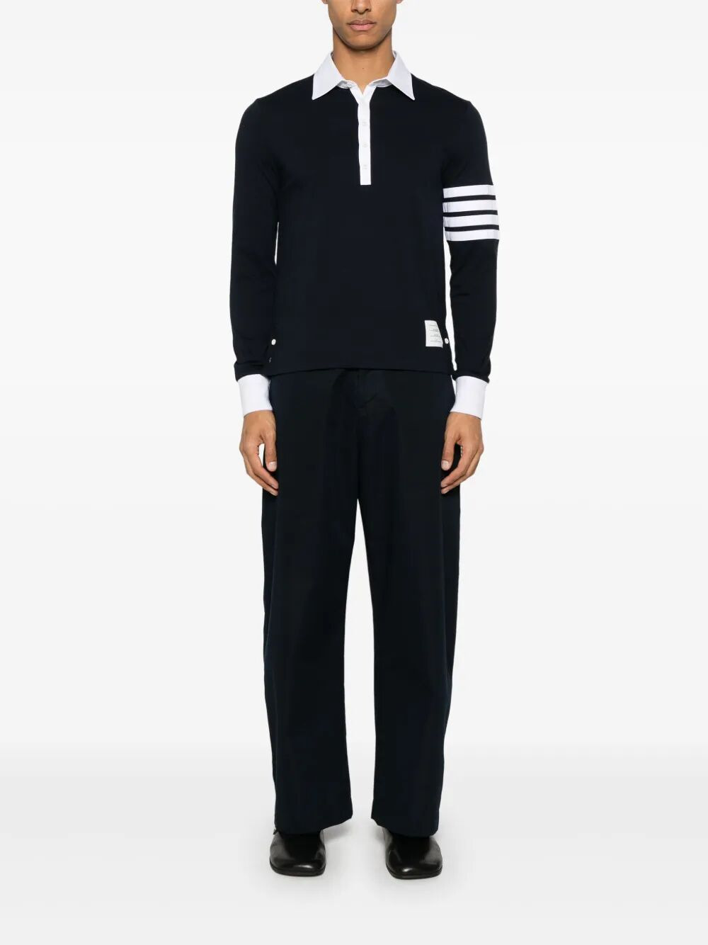Thom Browne Men Classic Fit Long Sleeve Rugby In Med Weight Jersey With Eng 4 Bar - 2