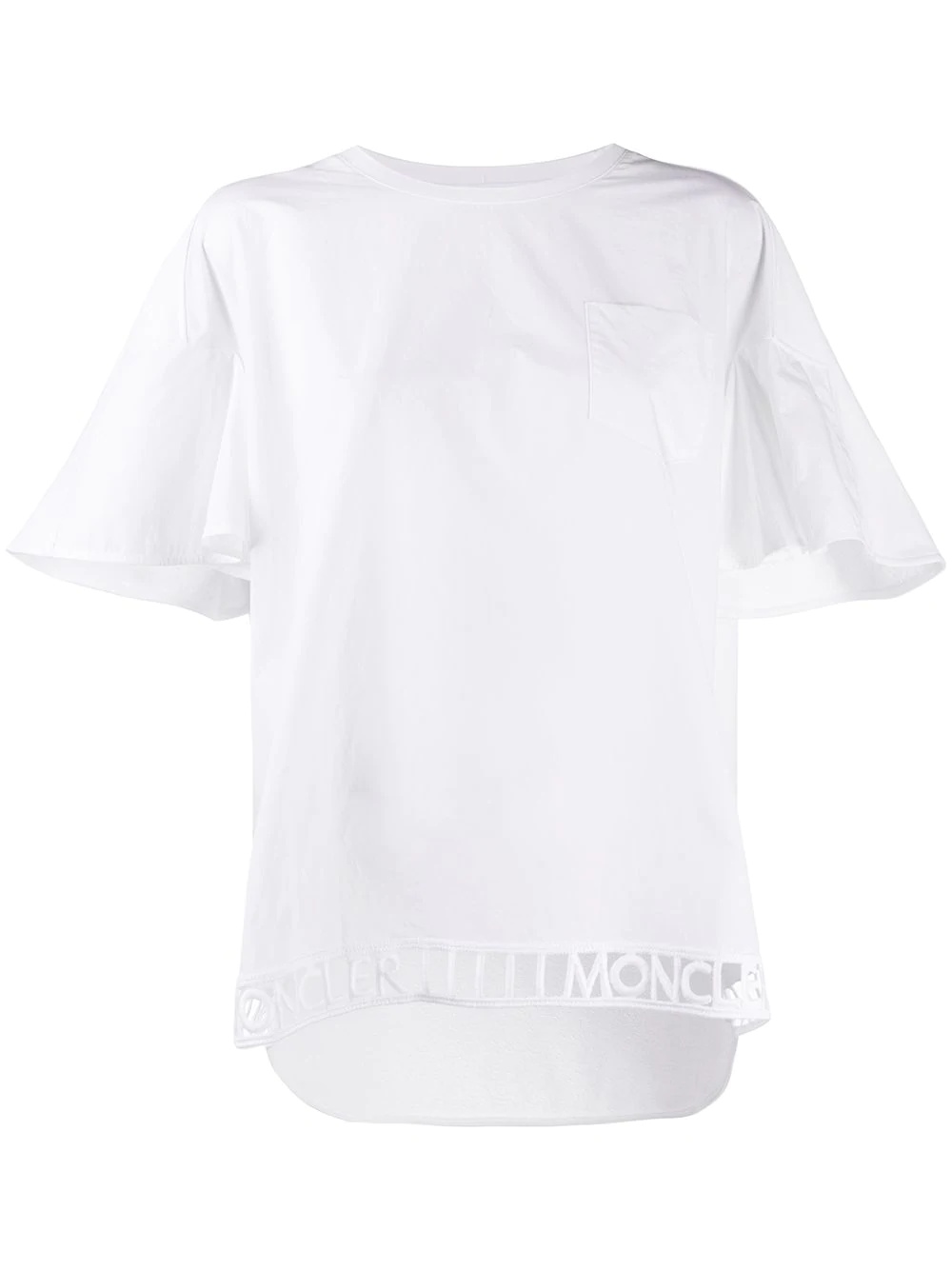 embroidered hem short-sleeve T-shirt - 1