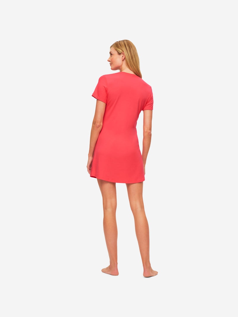 Women's V-Neck Sleep T-Shirt Lara Micro Modal Stretch Watermelon Pink - 4