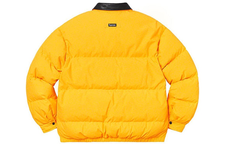 Supreme Supreme FW19 Week 12 Leather Collar Puffy Jacket 'Yellow'  SUP-FW19-1029 | REVERSIBLE