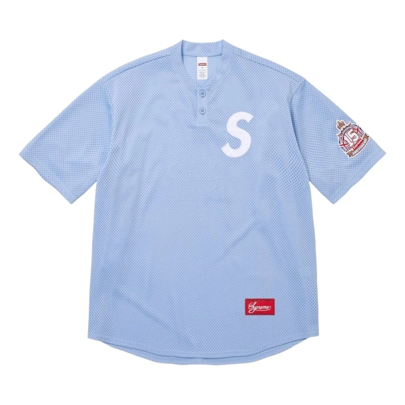 Supreme SS26 London Shop S Logo Baseball Henley 'Light Blue' SUP-SS26-344-BLU - 1