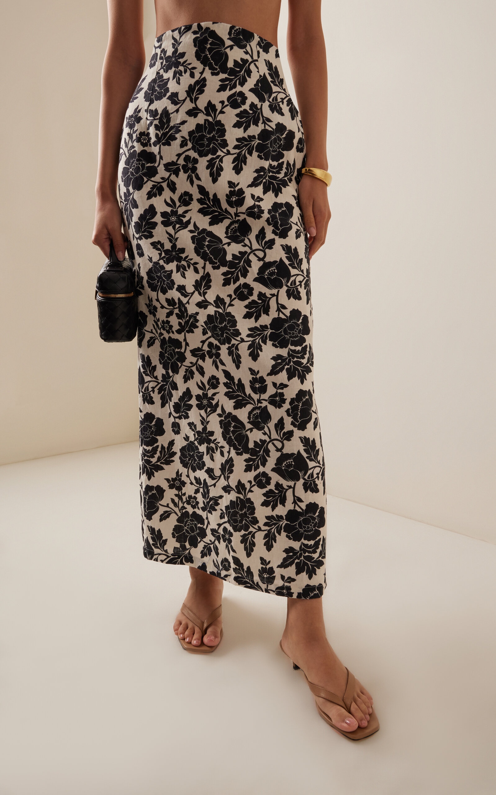 Romeo High-Waisted Linen Column Maxi Skirt black - 3