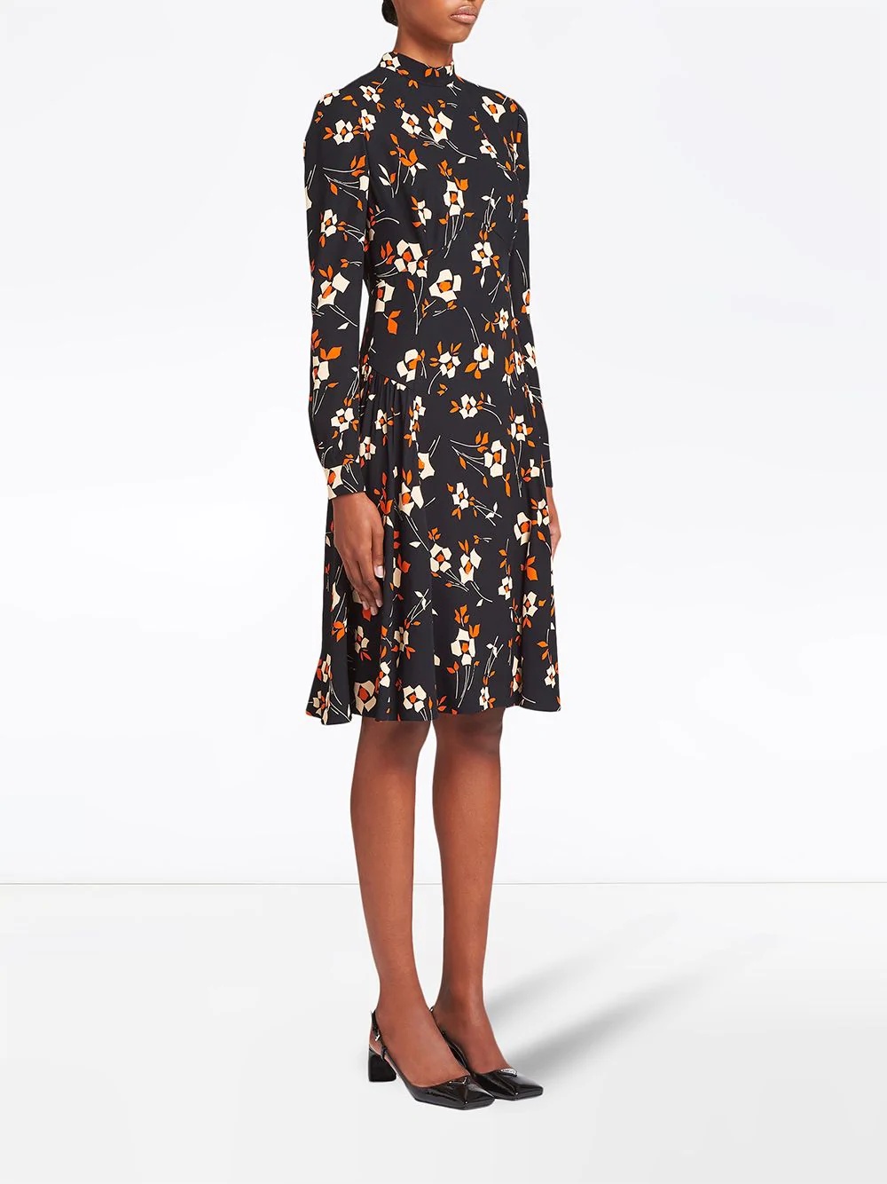 floral-print sablé dress - 3