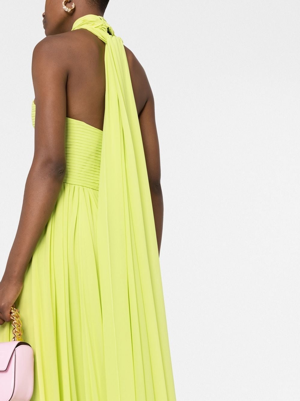 halterneck pleated gown - 3