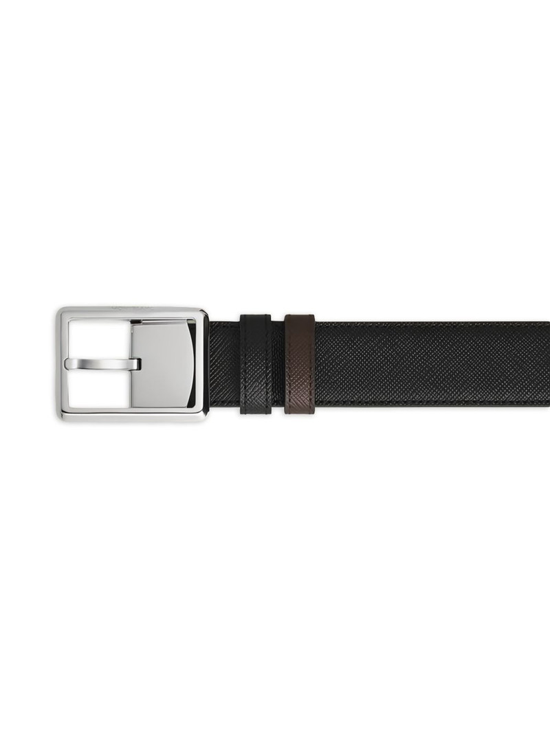 Montblanc reversible square-buckle textured leather belt outlook