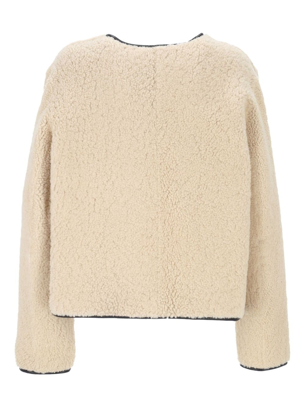 button-fastening shearling jacket - 2