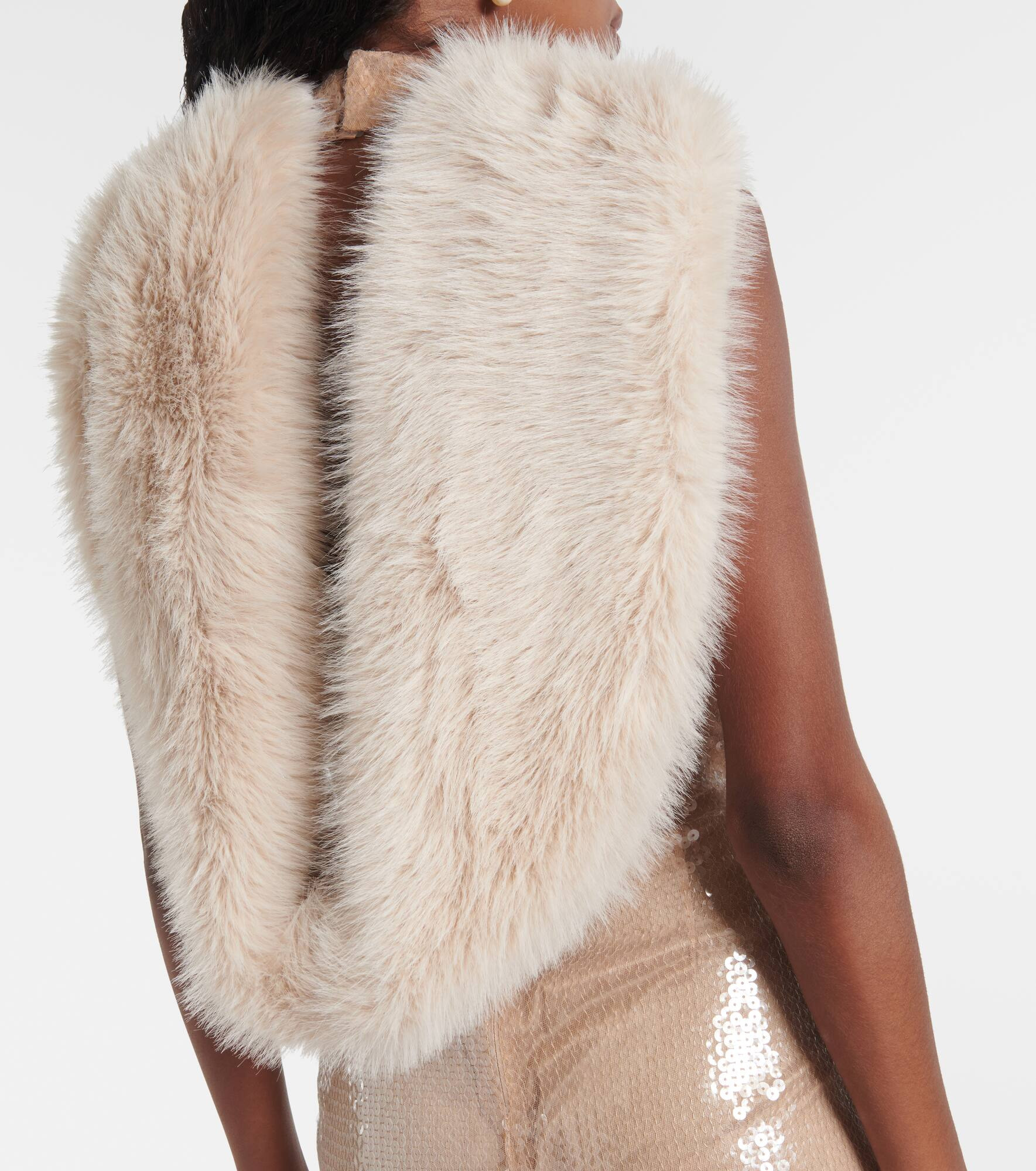 Sequined faux fur minidress - 5
