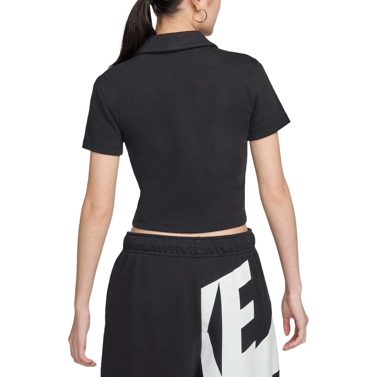 (WMNS) Nike Sportswear Essential Polo Shirt Asia Sizing 'Black White' DV7885-010 - 2