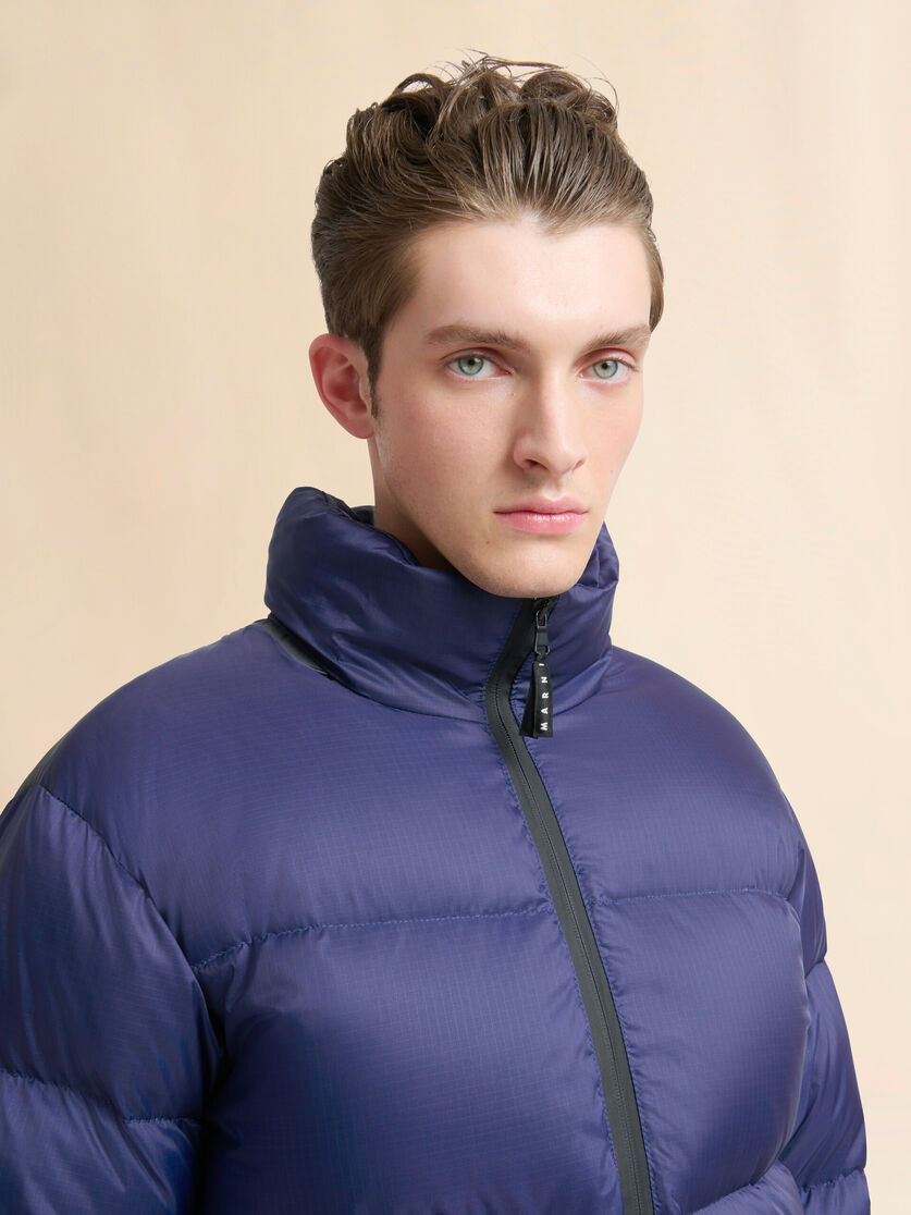 DARK BLUE RIPSTOP NYLON DOWN JACKET - 4