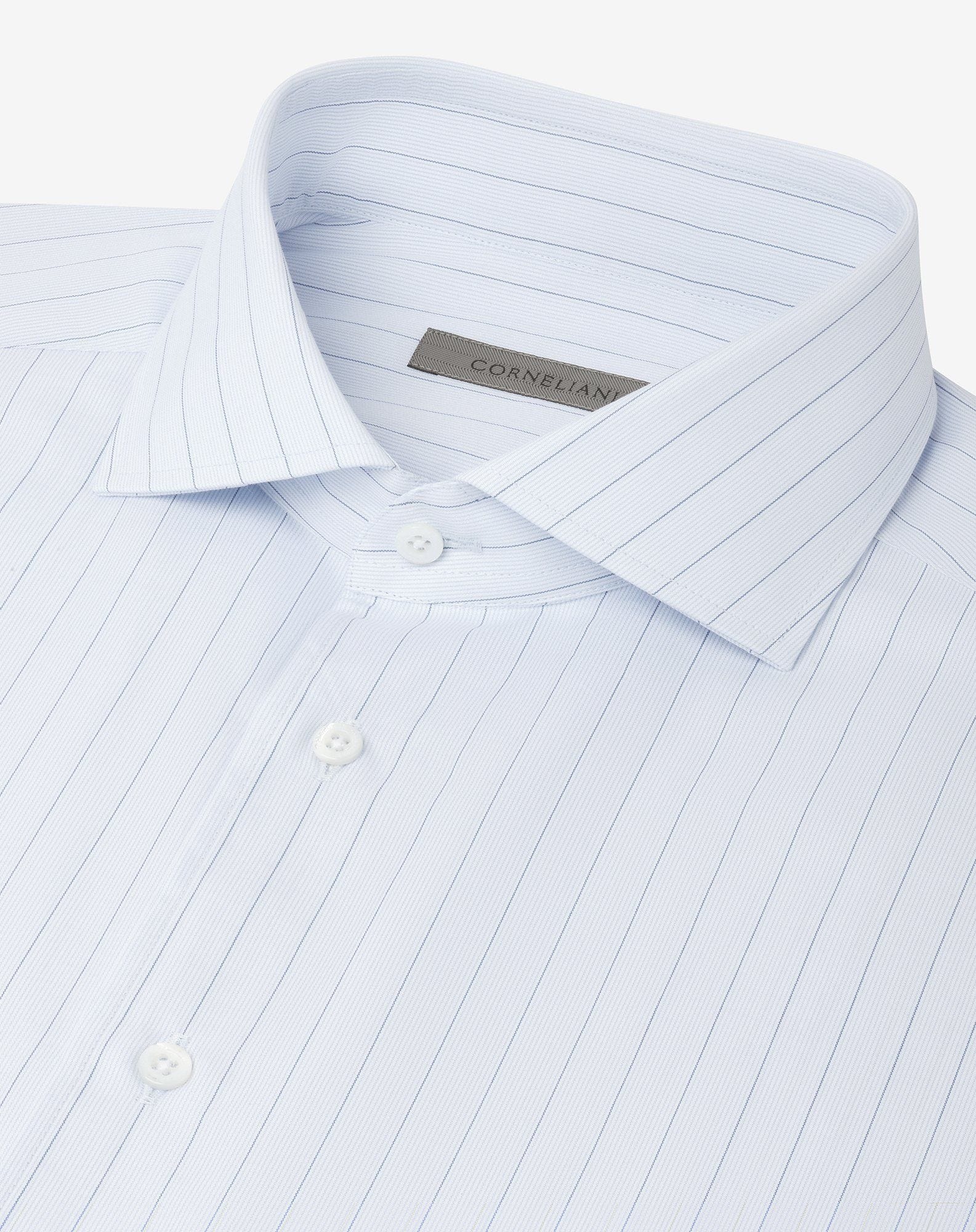 Cotton shirt with light blue and blue stripes - 4