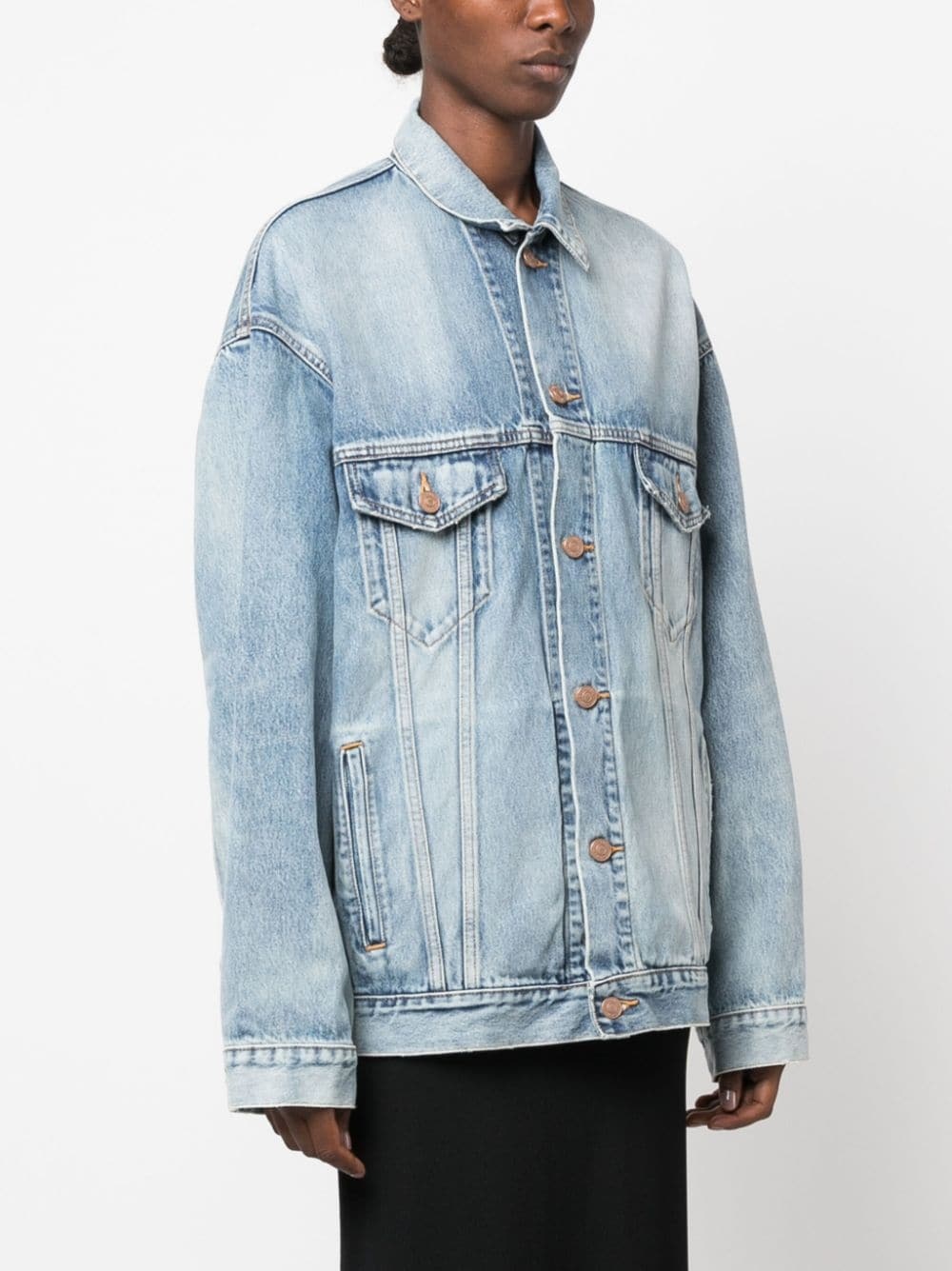 oversized logo-print denim jacket - 4