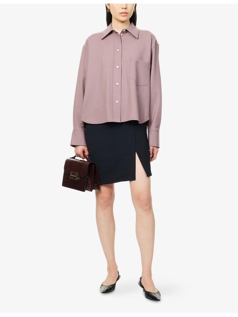 Victoria Beckham Contrast-Panel Split Stretch-Woven Mini Skirt outlook