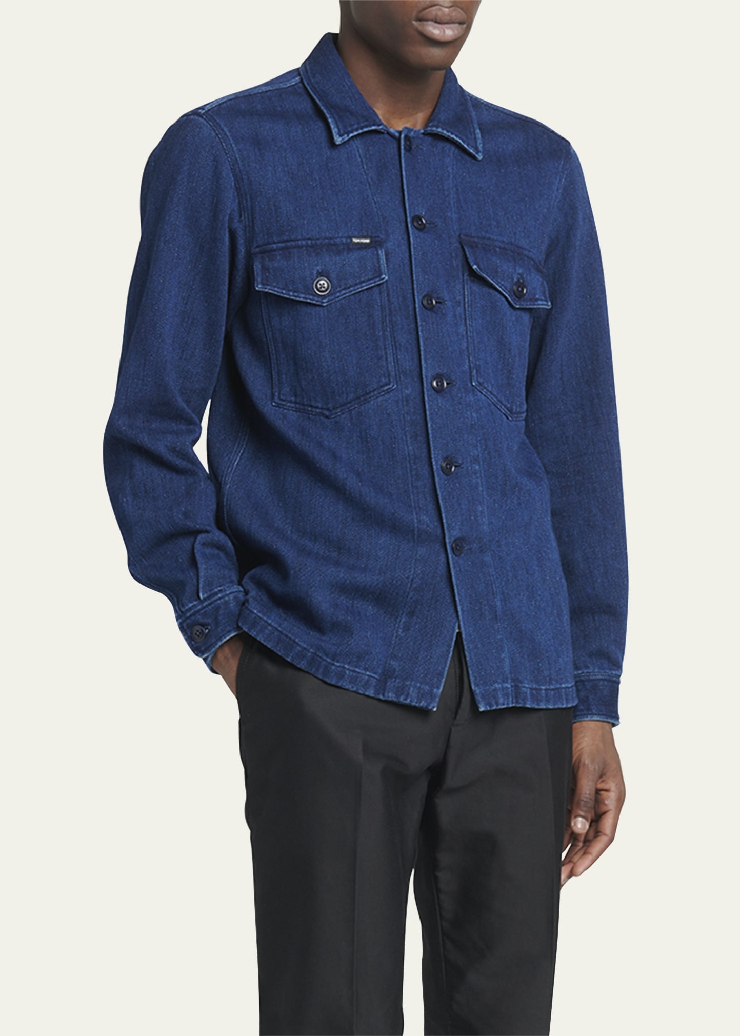 Men's Dark Wash Denim Overshirt - 4