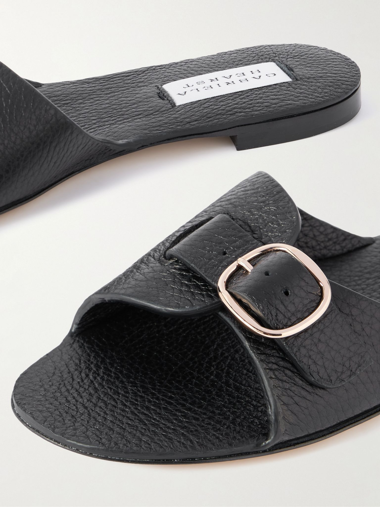 Briar buckled textured-leather mules Black - 4