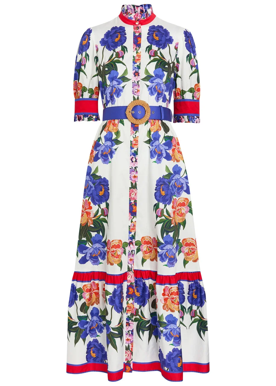 Borgo DE Nor Marni Floral-print Belted Cotton Maxi Dress - 1